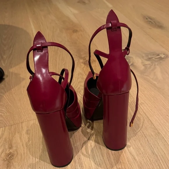 Versace Burgundy Platform Heels - Picture 4 of 11